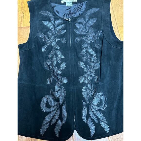Peter Nygard Black Genuine Leather Suede Vest Women’s Small PS NWT - Picture 5 of 8